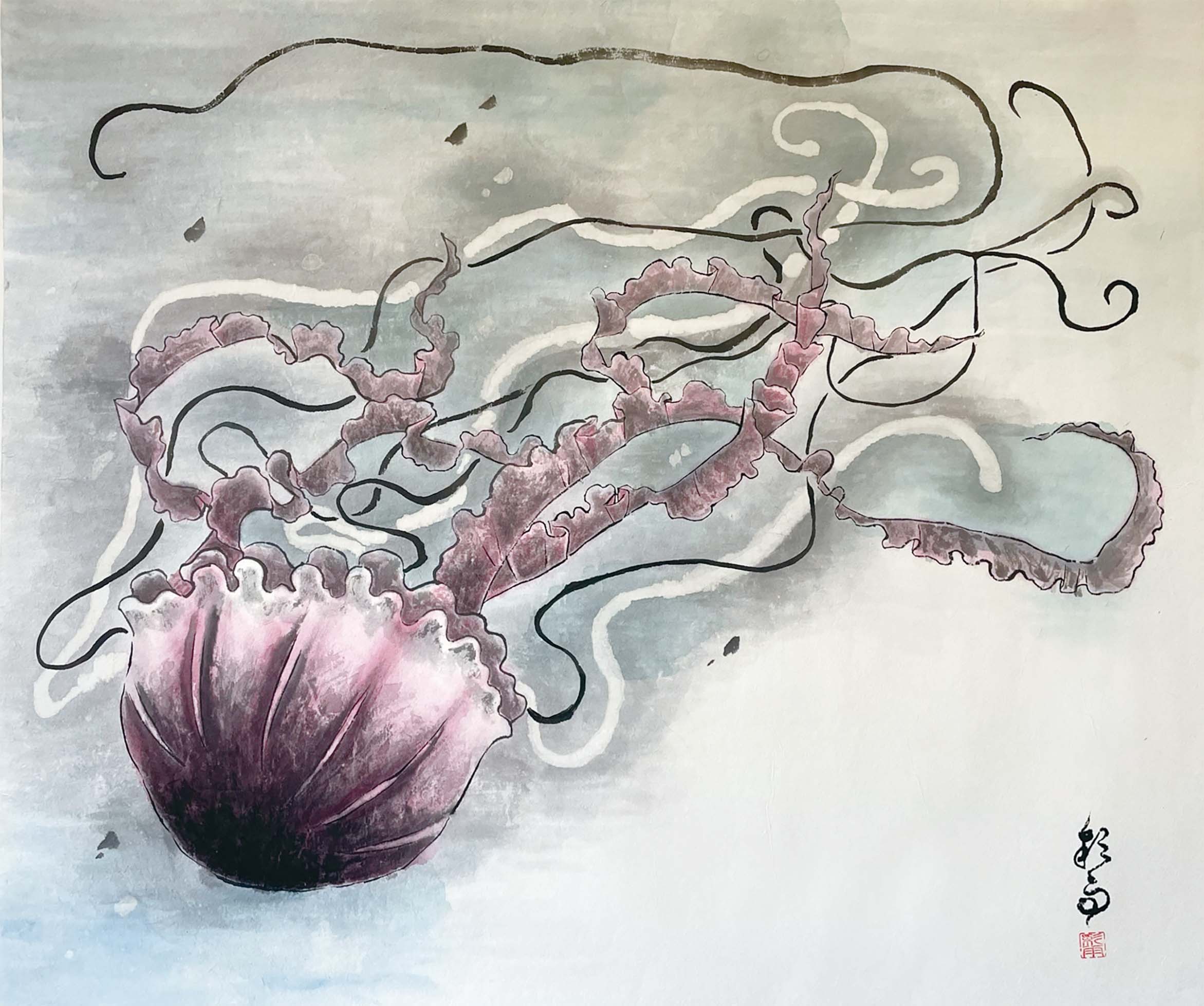 髙森彩雨 海月 F20号