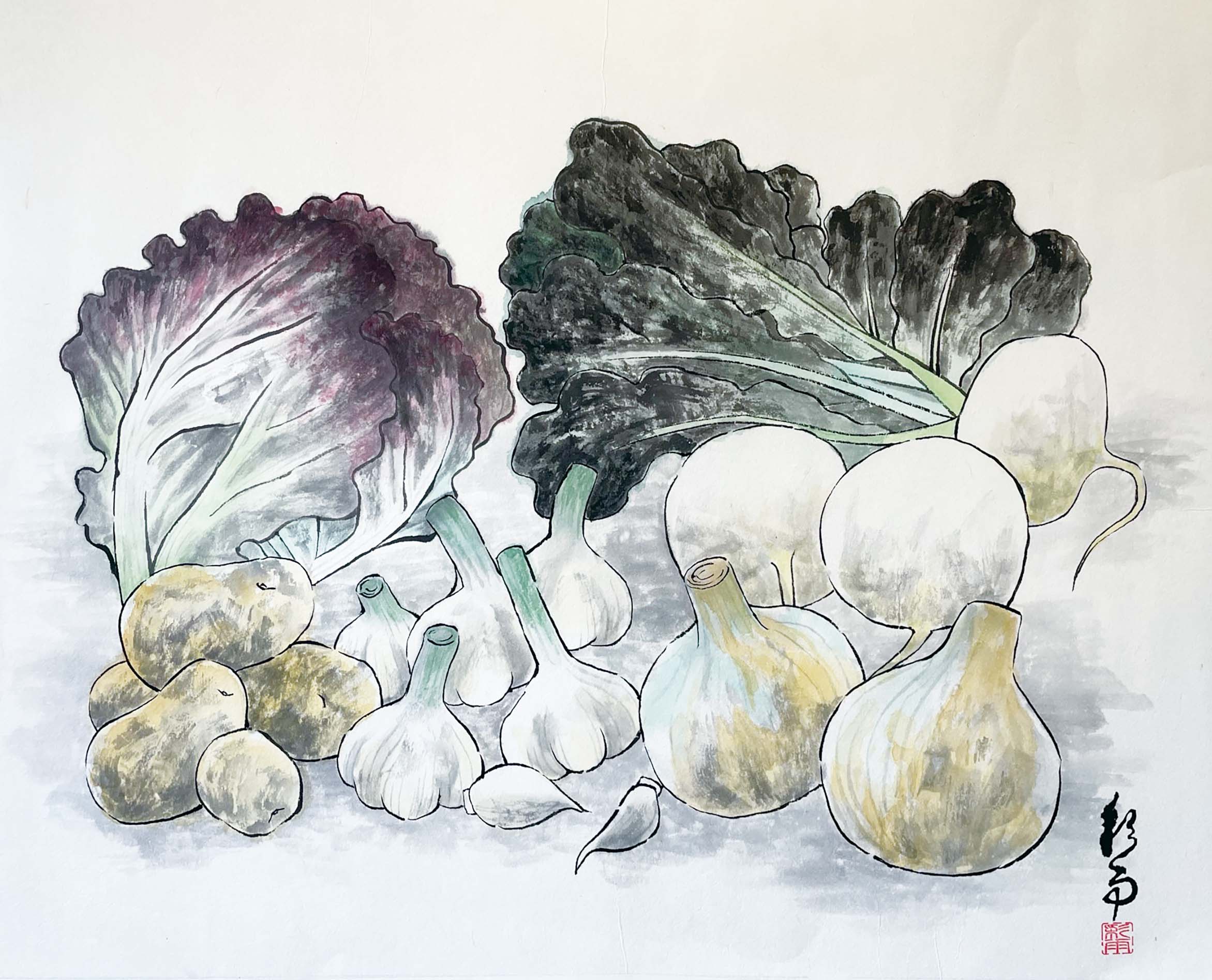 髙森彩雨 春の実り F10号