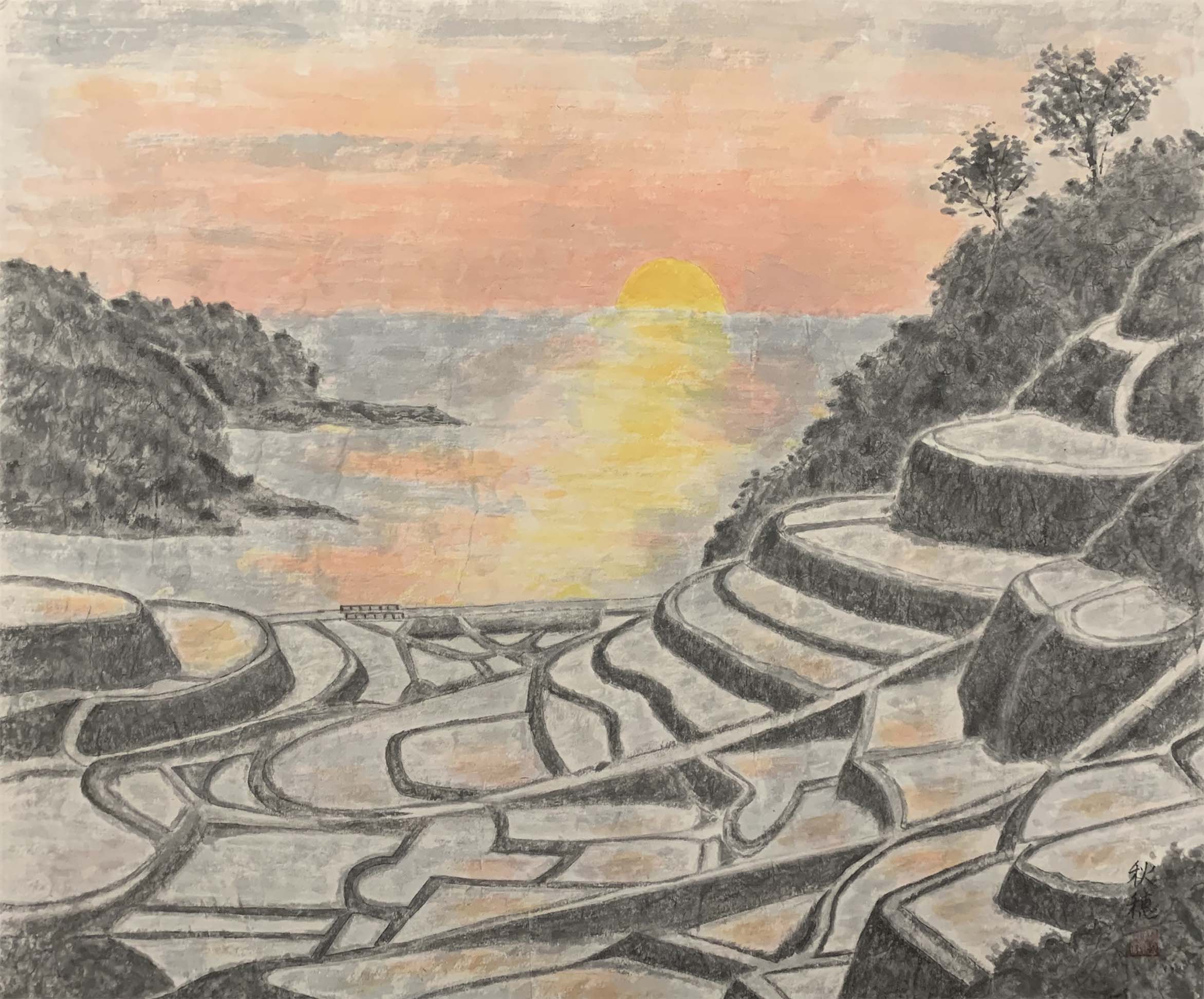 川島秋穂 サンセット F20号