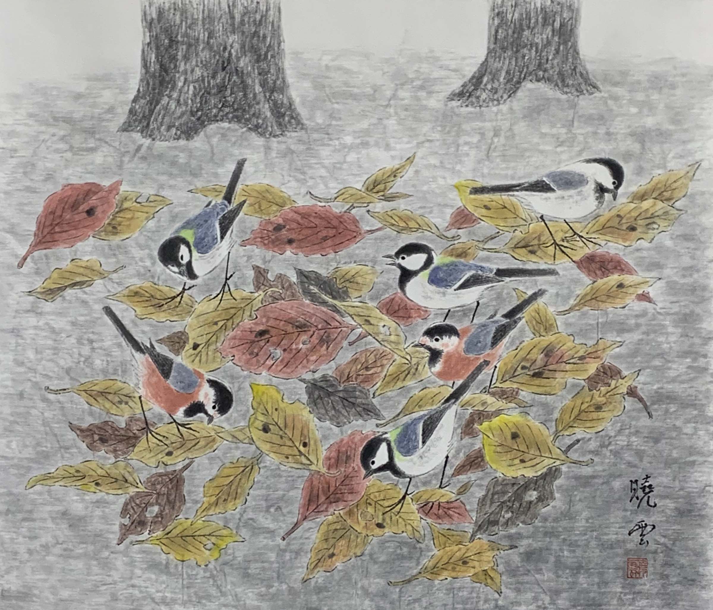 須藤曉雲 落葉溜り F10号