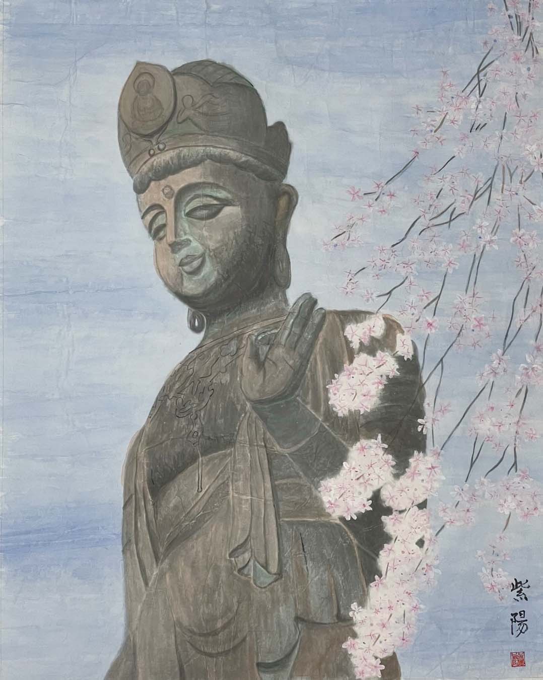 森 紫陽 平和観音に祈る F30号