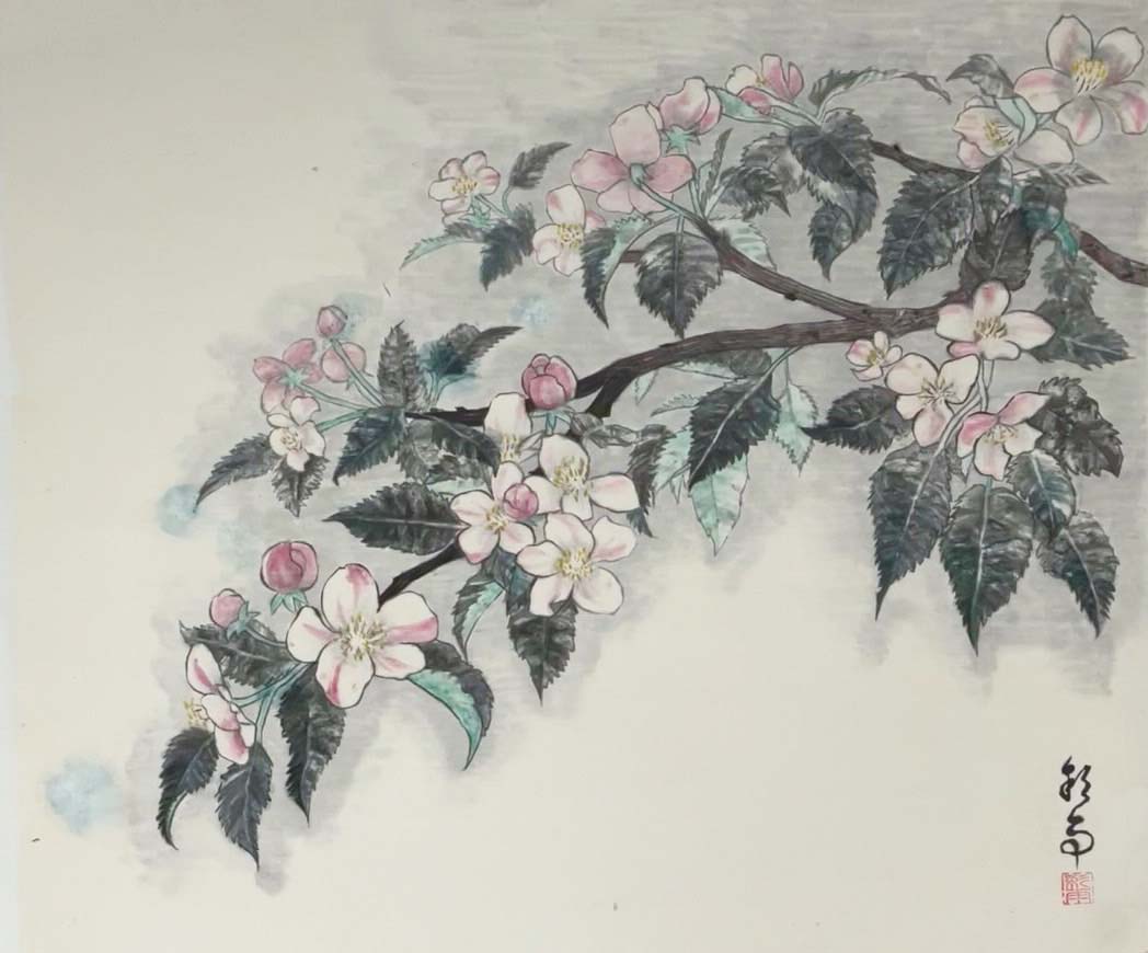 髙森彩雨 春のリンゴ F10号