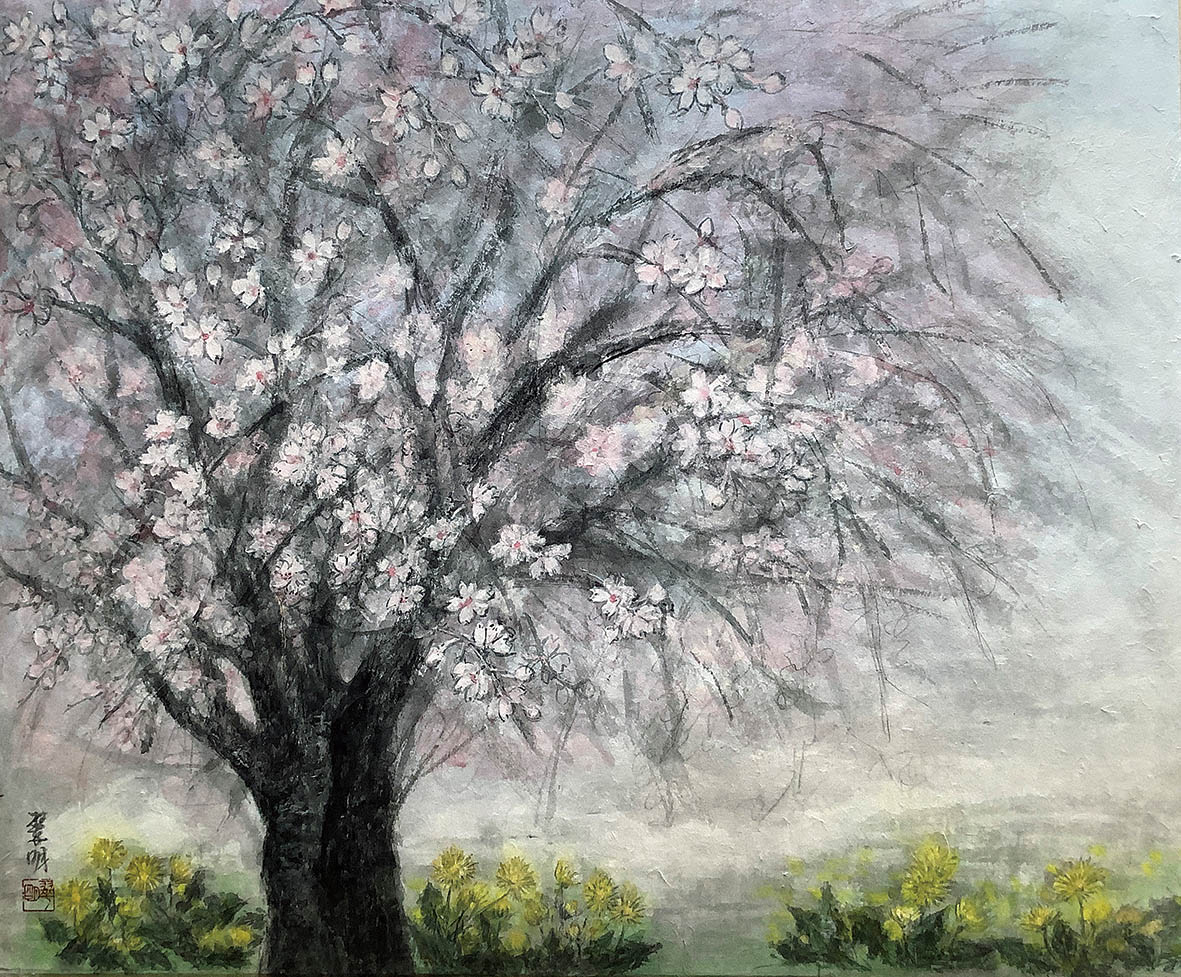 林 翠明 春の散歩道 F20号