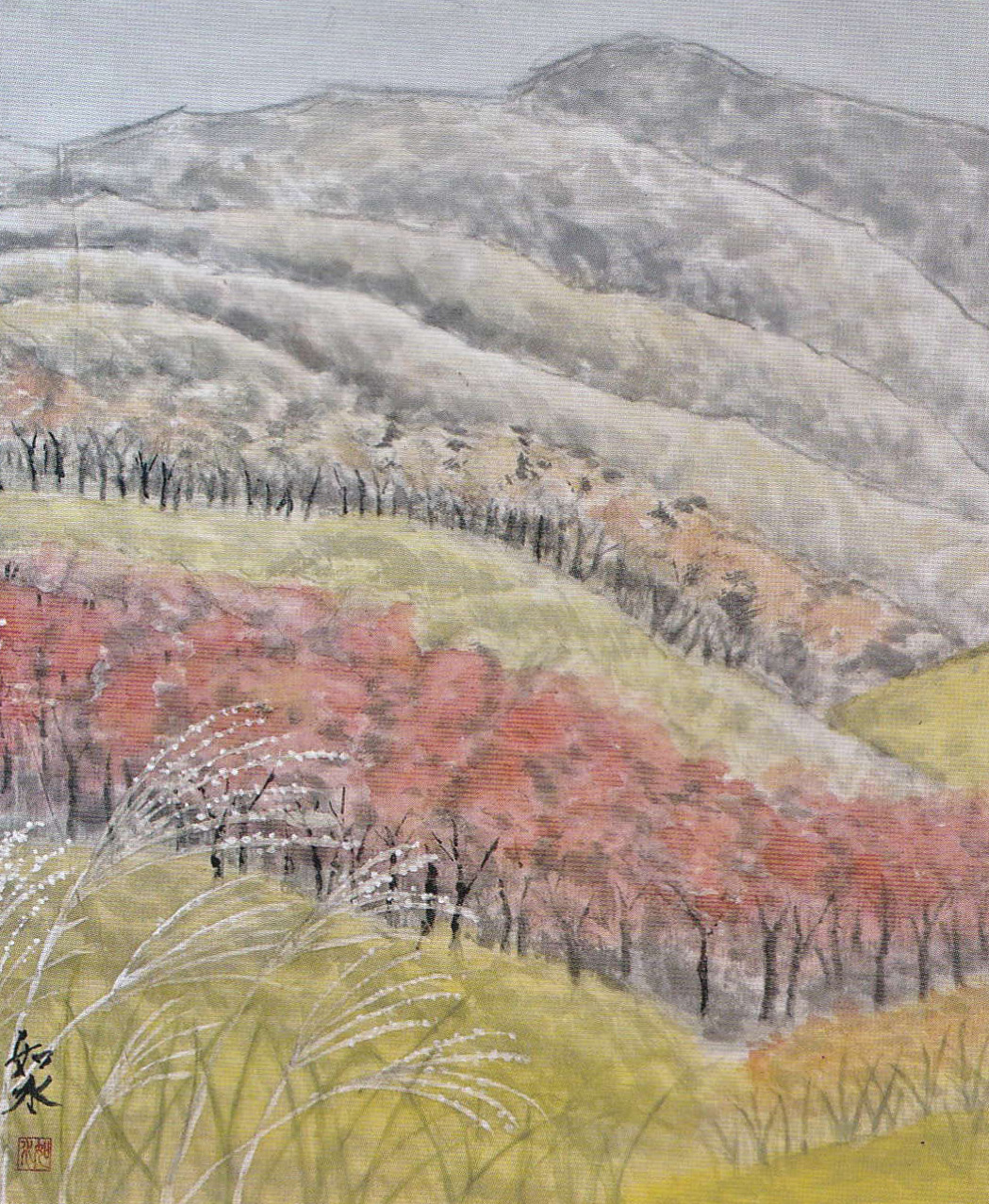 川島如水 紅稜 F20号