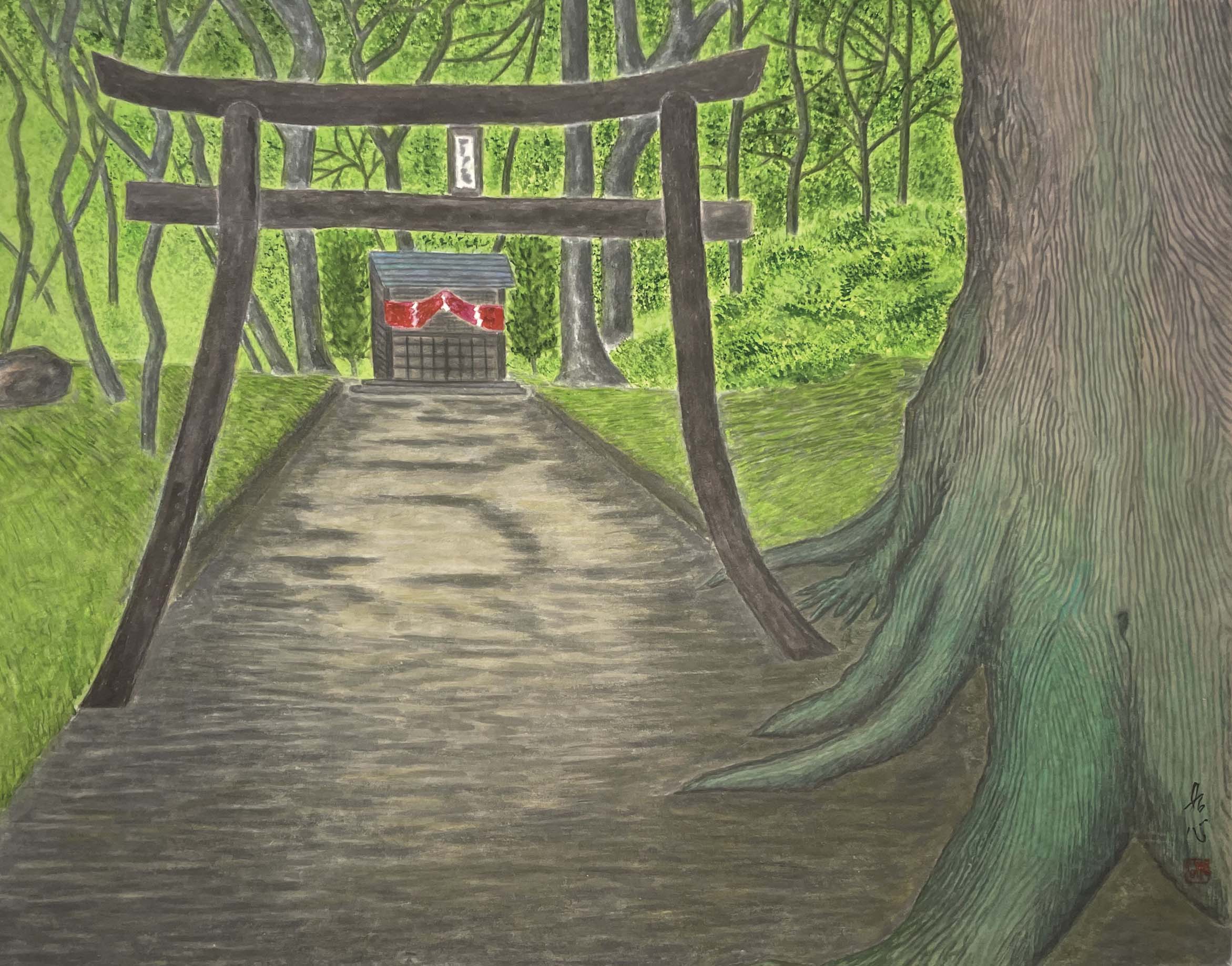 今井如心 鎮守の杜 F30号